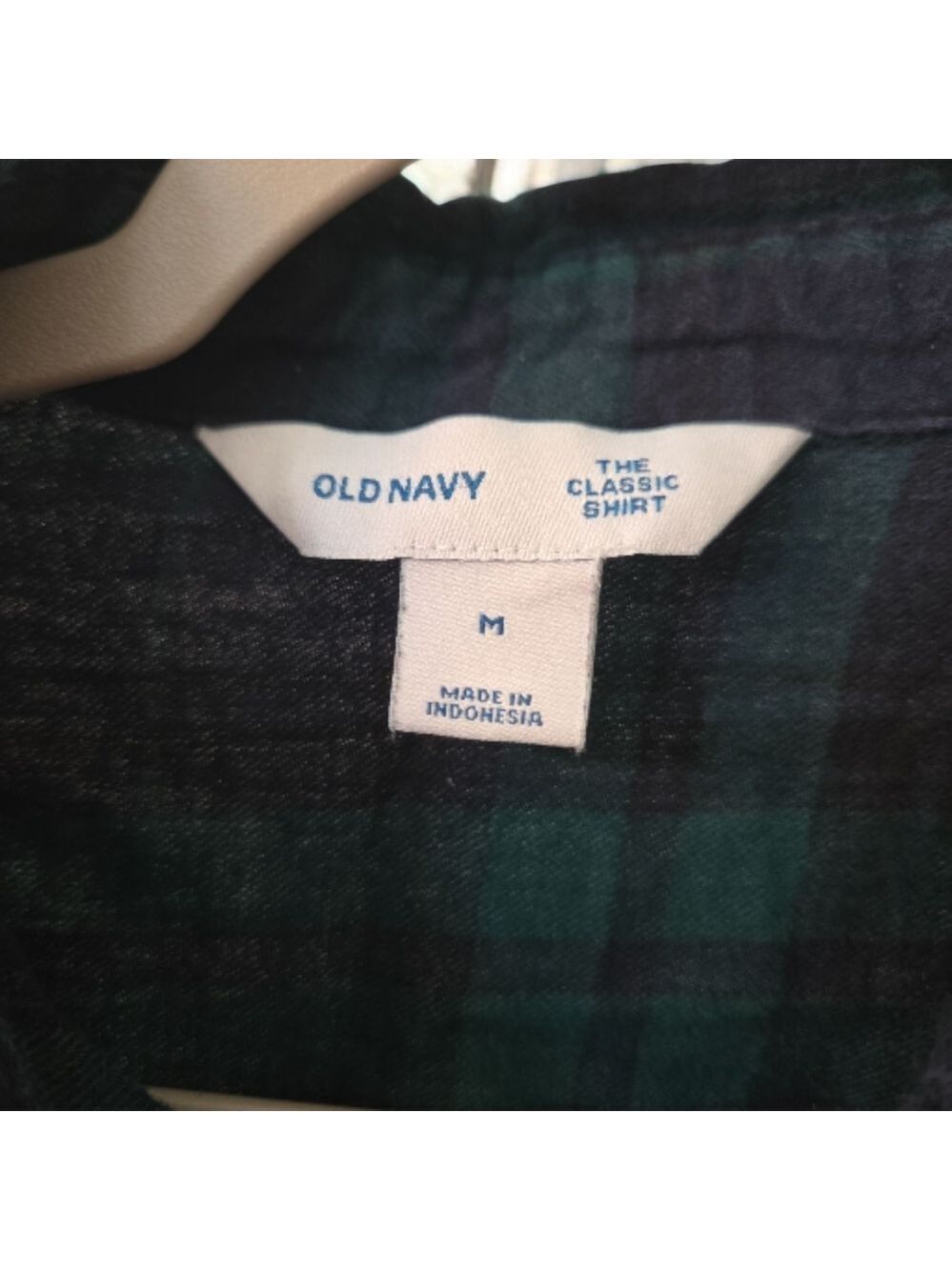 Old Navy Plaid Shirt Green and Navy - Picture 3 of 6